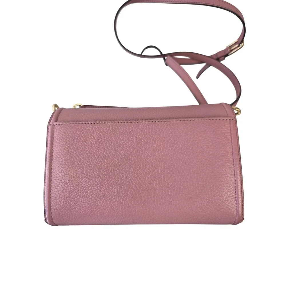 Tory Burch McGraw Wallet on Chain Pink Pebbled Leather Crossbody Bag WOC Gold